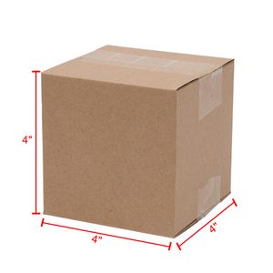 WACO Small Mailing Paper Corrugated Boxes, 4x4x4&quot; Paper, Cardboard Gift Kraft, Packing and Moving, (Pack of 100)