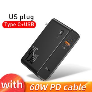 Freeshipping Power Bank Charger 10000mah 45W USB C PD FAST充電2 XiaomiのIP 11 Proラップトップ用の1つの充電器バッテリー