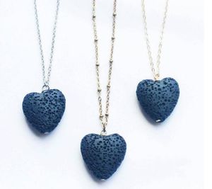 Горячие сердца лавовая рок кулон ожерелье 9 цветов ароматерапии эфирное масло диффузор в форме сердца каменные ожерелья для женщин GD510