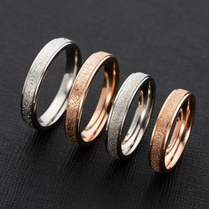 2021 Nya Mode Par Ringar Frostat Rostfritt Stål Storlek 5-13 Silver Rose Guldfinger Ringar Smycken Kvinnor Ring