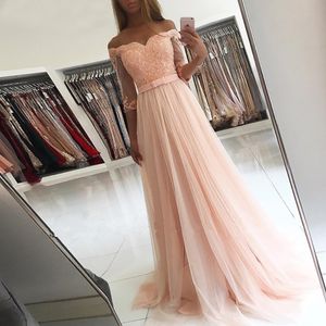 Новая Настройка A-линия Половина рукава тюль кружева бисером vestidos де graduacion платье длинное вечернее Персик платье