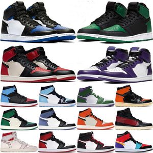 Krawata Dye 1 Wysokie buty do koszykówki dla mężczyzn Jumpman 1s Royal Toe Obsydian Patent Posine Green Laverless Męskie Kobiety Buty sportowe