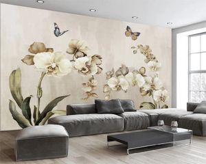 3d Wallpaper Living Room Personality Abstract Retro Oil Painting Phalaenopsis Background Wall Romantic Floral 3d Wallpaper