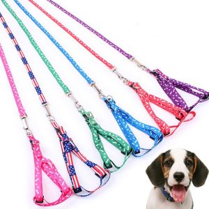 1,0 * 120 centímetros Harness Dog trelas de nylon impresso ajustável coleira de cão pet puppy gato Animais LX3365 Collar corda colar de Pet Acessórios Tie
