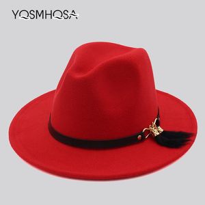 新しいファッションレディースFedora Hat Black Bowler Hat Men秋冬フェルトワイドブリムジャズFedora for女性ドロップシッピングWH701