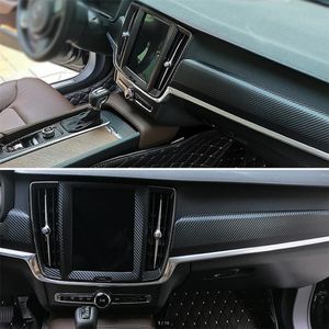For Volvo S90 2017-2019 Interior Central Control Panel Door Handle 5D Carbon Fiber Stickers Decals Car styling Accessorie