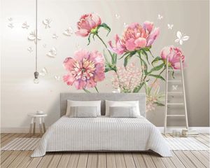 Custom Photo 3d Wallpaper 3D Flower Watercolor Peony Modern Minimalist Background Wall Romantic Flower Decorative Silk Mural Wallpaper