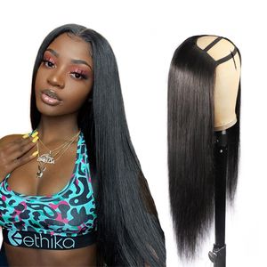 Ishow x4 U Part None Lace Wig Yaki Straight For Women Body Loose Deep Brazilian Virgin Human Hair Wigs Water Curly Natural Color inch