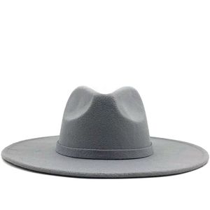 Wide Brim Hats Fedora Hat For Women Solid Color Wool Felt Men Autumn Winter Panama Gamble Gray Jazz Cap