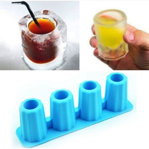 Gıda Sınıfı 3D Buz Küp Kalıp Yaratıcı Freeze 4 Hücre Uzun Bardak Kalıp Yenilik Hediyeler Tepsi Yaz Parti Mutfak Bar Drinkware Aksesuar VT1525