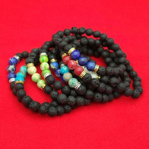 Natural Stone Black Lava Beads Strands Armband Turquoise Buddha Oil Diffuser Armband smycken för kvinnor Will och Sandy