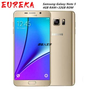 Original olåst Samsung Galaxy Note 5 N920A N920P Mobiltelefoner 4GB RAM 32GB ROM 16MP GPS WIFI 4G LTE