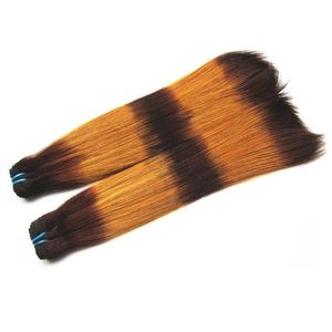 Gümrükleme süper çift çizilmiş Brezilyalı bakire insan saç demetleri düz renk#3/30 en iyi sınıf remy saçlar 16 inçler mevcut 2pcs 200g