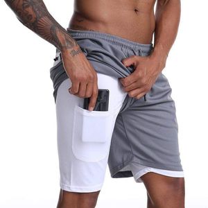 Homens 2 em 1 Double Lycra shorts de fitness esportes shorts atléticos masculinos, executando curto ginásio de treinamento esportivo de ginástica plus size 5xl