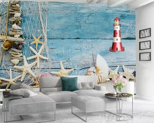 3d muralowy papier ścienny do salonu Piękna rozgwiazda i konchy na plaży Salon Sypialnia WallCovering HD Tapeta