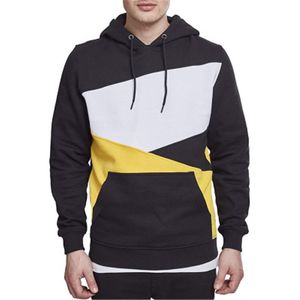 Homens Tricolor Patchwork Com Capuz Camisola De Moda Cinto De Moda Manga Longa Pulôver Hoodies Designer Masculino Com Bolsos Soltos Casuais