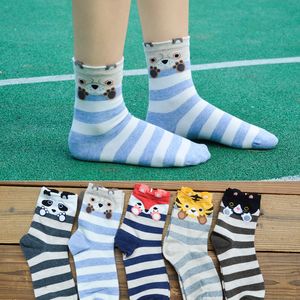 Djurkvinna bomullsstrumpor randig stora flickor kausl sock kvinnor klassiska strumpor hund räv tiger katt kvinnlig sock tonåring knä-socks s483