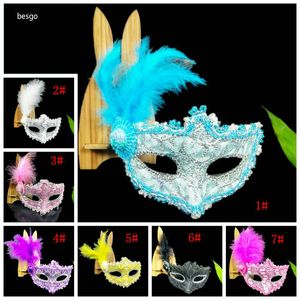 Christmas Halloween Feather Masks Decoration Princess Venetian Masquerade Party Mask Unisex Mardi Gras Costume Half Face Masks DBC BH3989