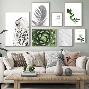 Wholesale owl pictures for sale - Group buy Owl Feather Flower Leaf Agave Plant Quotes Nordic Posters And Print Wall Art Canvas Painting Wall Pictures For Living Room Decor