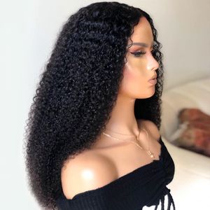 HD Afro Kinky Curly Lace Front Human Hair Wigs com franja Fringe Brasileiro Full Natural 360 Wig Frontal 3C 4A para mulheres negras