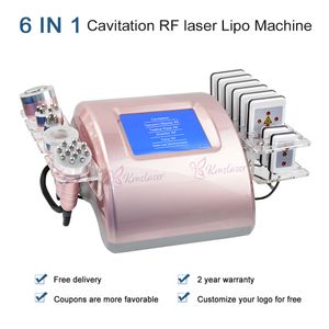 5 huvud Radiofrekvens ansiktslyftmaskin RF-kavitation Kroppsbantning Utrustning Lipo laserfettsugning 6 i 1 skönhetsenhet