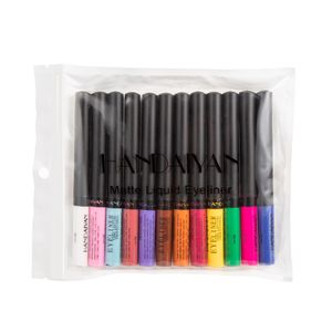 12pcs líquido delineador conjunto colorido líquido delineador caneta handaiyan matte líquido delineador lápis de olho de olho maquiagem