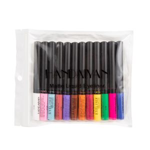 12pcs flytande eyeliner uppsättning färgstark flytande eyeliner penna handaiyan matt flytande eyeliner penna ögonliner smink