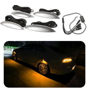 4 pçs lote única cor universal carro luz decorativa lâmpada roda sobrancelha luzes atmosfera styling247s