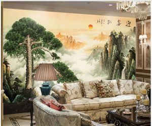 Foto feita sob encomenda papéis de parede murais de parede papel de parede 3D estilo chinês pastoral paisagem alpina mural árvore viva papéis de parede quarto sofa fundo