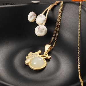 Hot Sale 2020Wholesale New Fashion and White Jade Circle Pendant 925 Sterling Silver Original Design Clavicle Chain Women Jewelry