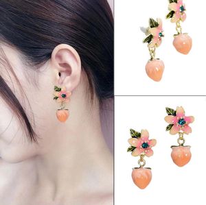 Coreano nuovo arrivo dolce cristallo vacanza fiore frutta pesca orecchini per le donne moda elegante gioielli bijoux regali per feste