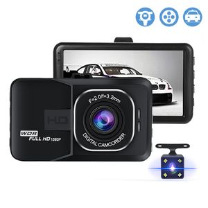 CAR DVR Dual Camera 3,0 tum HD 1080p med bakre bakre kameror Night Vision Video Recorder