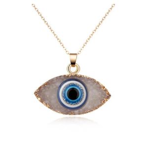 Ny natursten onda ögon hängsmycke halsband för kvinnor lång kedja kristall turkiska ögon halsband tjejer lycka smycken gd541