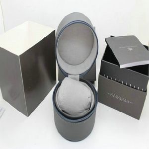 sell Top quality New Luxury round leather Boxes Tag he-uer gray Gift Box Men's Watch Boxes259T