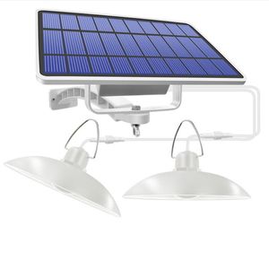 Outdoor Solar Lights, IP65 Waterproof 2 head Outdoor Lights Black White Pendant Light LED Bulbs For Garden Patio Home