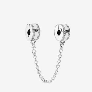 Authentic 925 Sterling Silver Safety Chains Clip Charm with Original box Jewelry Accessories for Pandora Snake Chain Bracelet Making