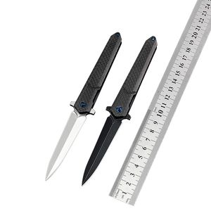 High Quality Ball Bearing Flipper Folding Knife M390 Spear Point Satin/Black Stone Wash Blade CNC Carbon Fiber Handle EDC Knives