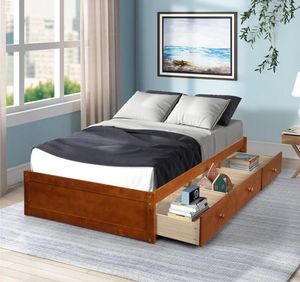 Wholesale storage bedroom sets for sale - Group buy US Stock ORIS FUR Oak Color Twin Size Platform Storage Bed with Drawers For Kids Adult Bedroom Sets WF193634AAL