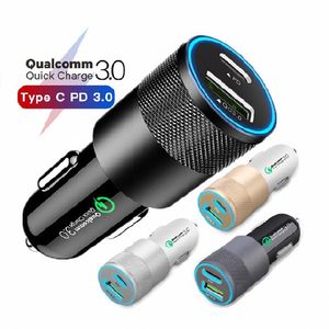 Tipo C QC3.0 Car carregador Auto Power Adapter Carregador para Samsung S8 S10 S20 HTC Tablet PC Phone Android