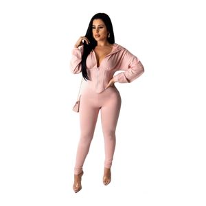 Women Sexy V-Neck Cardigan Zip Up Hoodies Jacket Plastic Waist Yoga Sportswear Designer Tracksuits For Womens Spring Summer Thin Light Two Piece Set Oversized 919