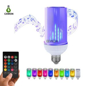 Flamlampa Ljus Bluetooth-högtalare Ljudmusik RGB-lampa E27 8W Smart Dimmable Glödlampa med 24KEYS REMOTE