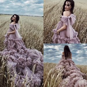 Prom Tulle Lavender Pregnant Dresses Photography Photo Shoot Wear Plus Size Vestido Sheer Party Dress