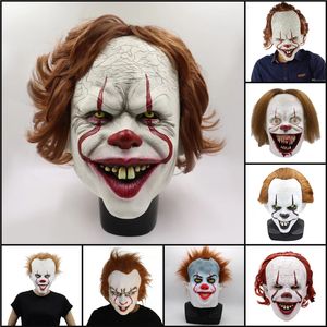 Pelicula De Miedo De Halloween al por mayor-Halloween Horror Props Payaso Full Face Masks Movie Perifheral Scary Volver al Soul Stephen King s IT Joker Party Mask