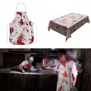 Tovaglia insanguinata di Halloween Spaventosa macchia di sangue Goccia di sangue Orrore Impronta di mano Copritavolo Grembiule di Halloween Forniture per feste insanguinate Decorazione D82804