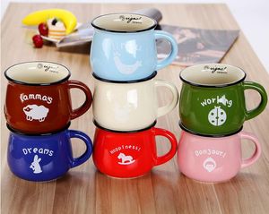 7 Farben Kaffeetasse 150 ml Korea kreative Keramikbecher Milchbecher Zakka Tatu Paar Kaffeetassen mit Handgriff ohne Deckel von DHL