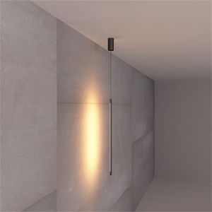 Minimalist Bedroom Bedside Pendant Lamp Modern Living Room TV Wall LED Pendants Light Geometry Line Strip Hanging Light Fixtures