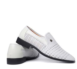 New Autumn Fashion Men Business Dress Shoes Leather Fashion Slip-On Coiffeur Designer Shoes British Men White Wedding Shoe I289