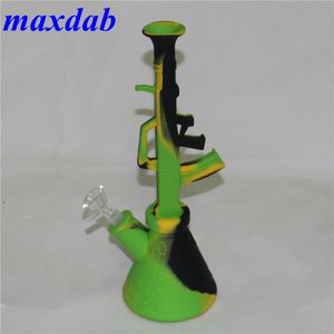 AK47 Silikonowy Bong Zlewki Hookh 5 typów Duże rury wodne Dab Staw Rury Dunbreakable Fookahs Filtr Szklany Bongs Oil Rig