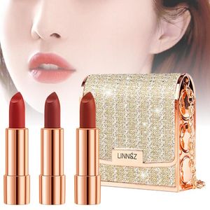3pcs Lipstick Makeup Set with a Cluth Holder Matte Texture Long Lasting Lip Makeup Gloss Lip Stick