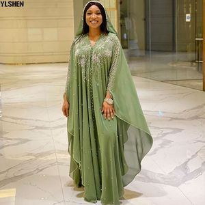 Length 150cm Africa Dress African Dresses for Women Dashiki Diamond Beaded Traditional Boubou African Clothes Abaya Muslim Dress